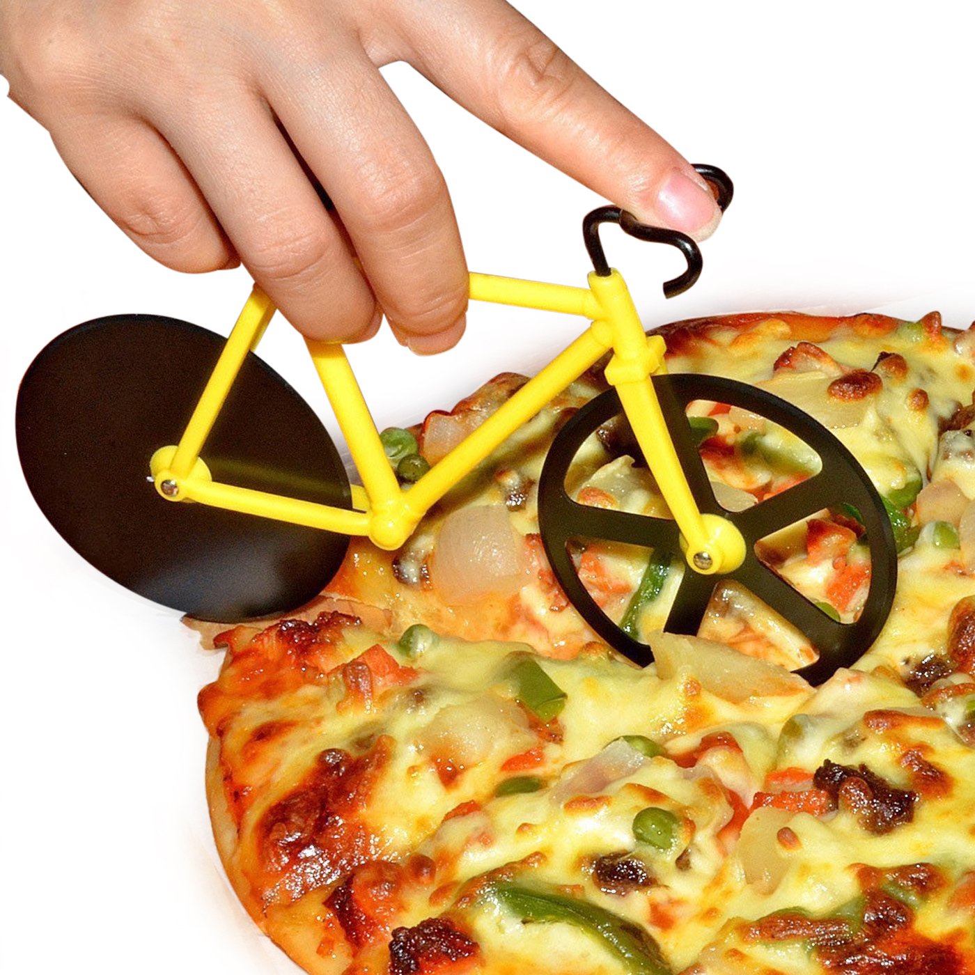 Stainless steel Bicycle shape Unbreakable Handle Pizza cutter | Pastry Cutter | Pizza Slicer with Grip on Handle and Stainless Steel Blade (1 Pc) Stainless steel Bicycle shape Unbreakable Handle Pizza cutter | Pastry Cutter | Pizza Slicer with Grip on Handle and Stainless Steel Blade (1 Pc)